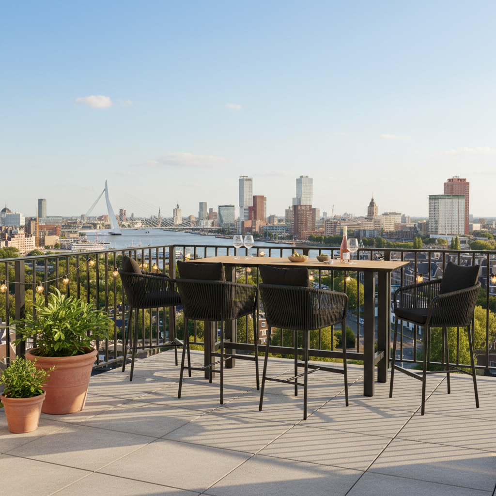 Tierra Outdoor Tierra Outdoor 5-delige bar set - fortaleza barstools - bar table 150x80 w. trespa Bergamo woodlook top