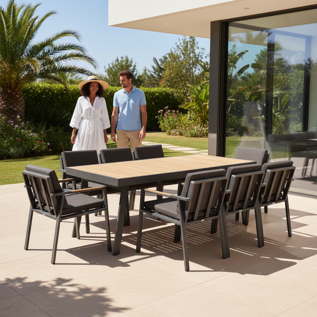 Higold Higold 9-delig NOFI DINNIG SET CHARCOAL - TEAK +cushions