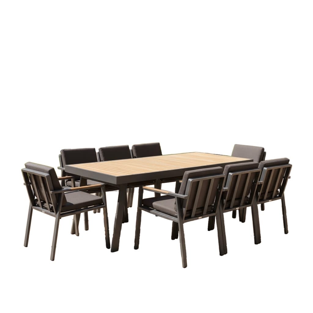 Higold Higold 9-delig NOFI DINING SET CHARCOAL - TEAK +cushions