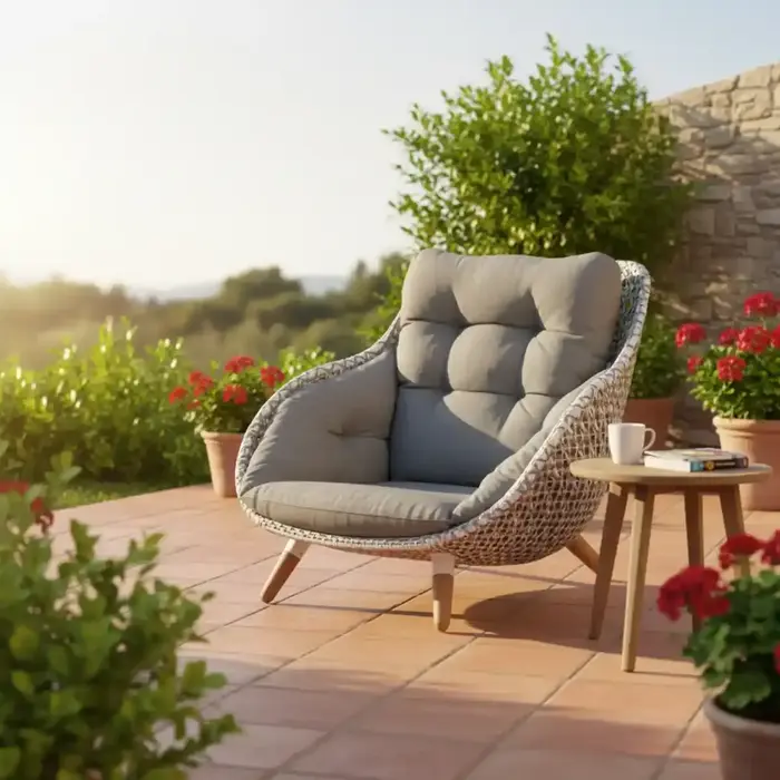 Tierra Outdoor Tierra Outdoor King Lounge Chair White/Taupe -Charcoal cushions - TO-6175