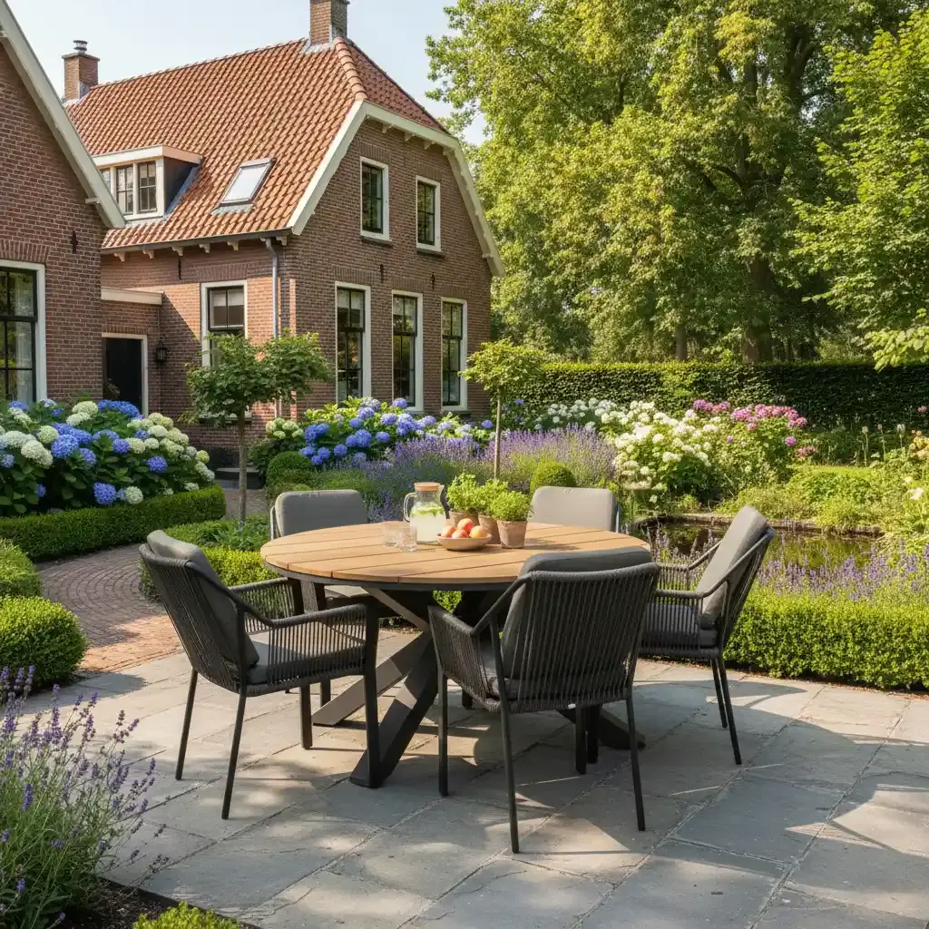 Tierra Outdoor Tierra Outdoor Omnigo Dining Table 150cm round Gray Frame -Teak - TO-6228