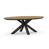 Tierra Outdoor OBLONG Dining Table OVAL small 200x110 cm - Charcoal grijs frame - Bergamo stripe HPL top - TO-8382