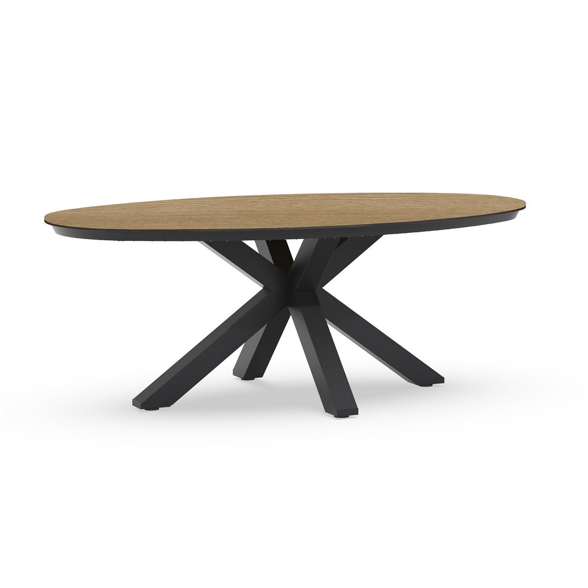 Tierra Outdoor Tierra Outdoor OBLONG Dining Table OVAL small 200x110 cm - Charcoal grijs frame - Bergamo stripe HPL top - TO-8382