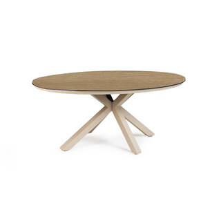 Tierra Outdoor Tierra Outdoor OBLONG Dining Table OVAL small 200x110 cm - Champagne frame - Bergamo stripe HPL top - TO-01379