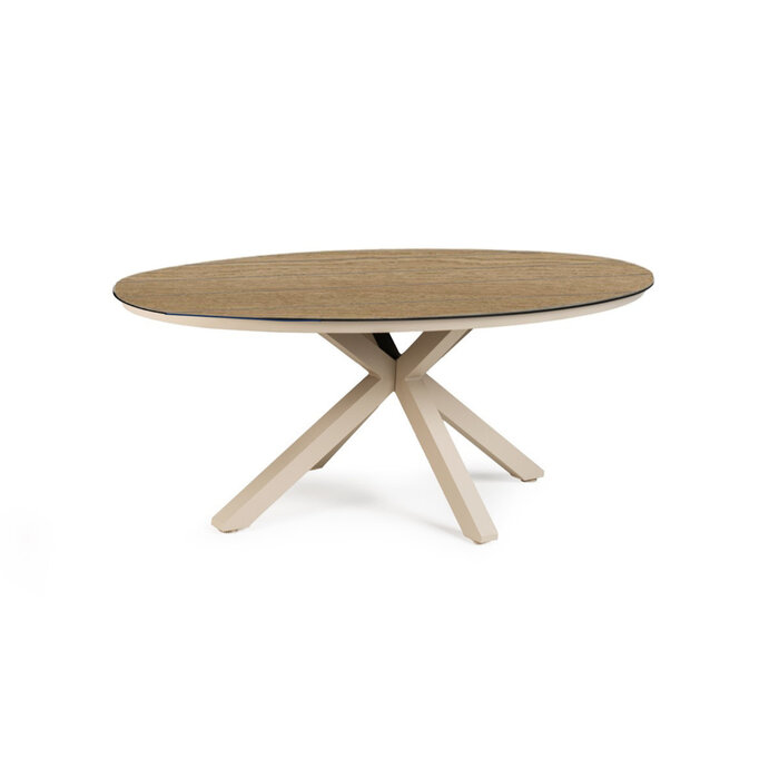 Tierra Outdoor Tierra Outdoor OBLONG Dining Table OVAL small 200x110 cm - Champagne frame - Bergamo stripe HPL top - TO-01379