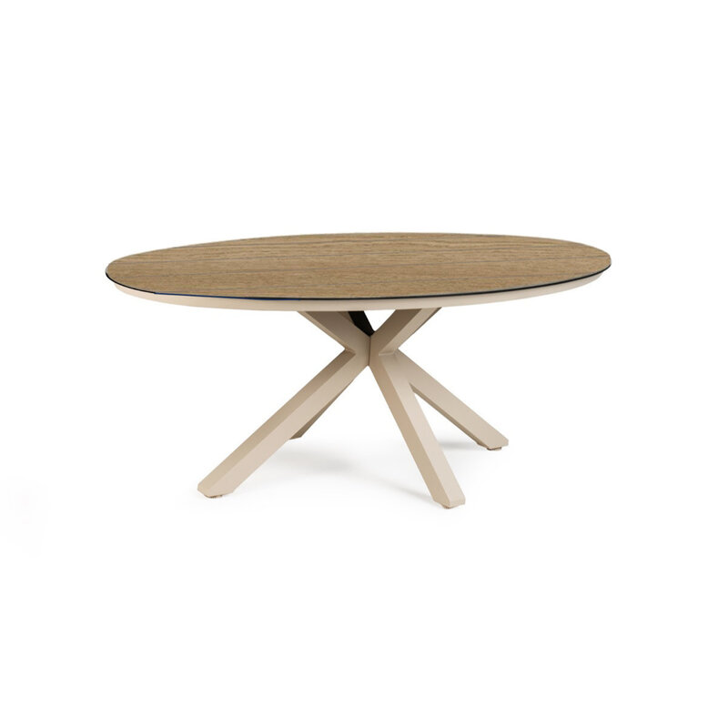 Tierra Outdoor Tierra Outdoor OBLONG Dining Table OVAL small 200x110 cm - Champagne frame - Bergamo stripe HPL top - TO-01379