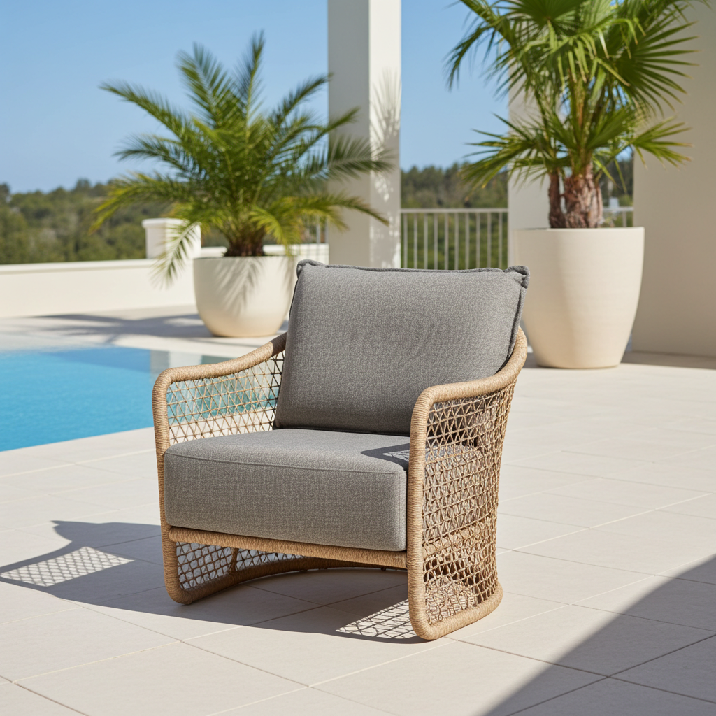 Tierra Outdoor Tierra Outdoor Blend Lounge Chair Natural Latte -Stone Grey cushions - TO-7424