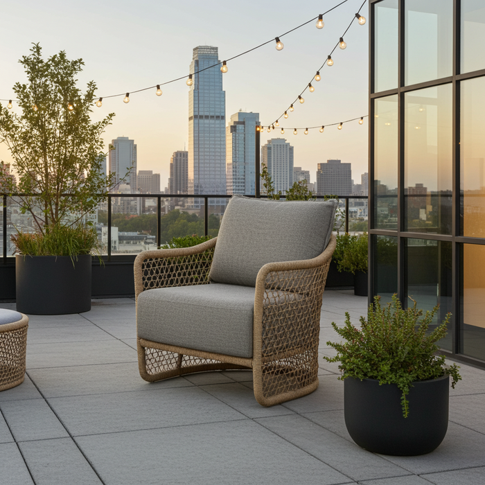 Tierra Outdoor Tierra Outdoor Blend Lounge Chair Natural Latte -Stone Grey cushions - TO-7424