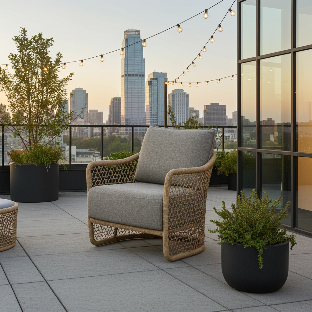 Tierra Outdoor Tierra Outdoor Blend Lounge Chair Natural Latte -Stone Grey cushions - TO-7424