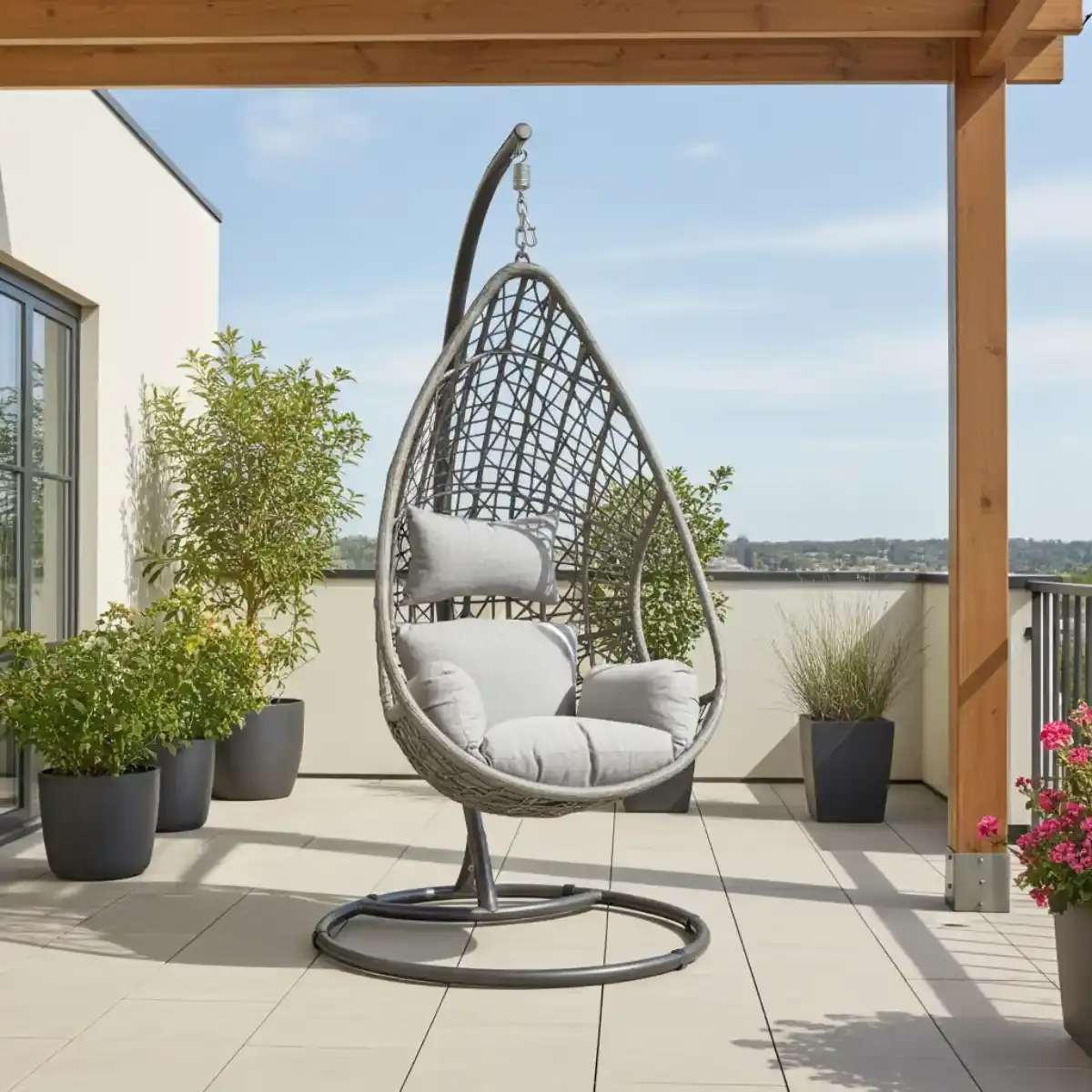 SenS Wicker hanging egg chair MONA relax SAND
