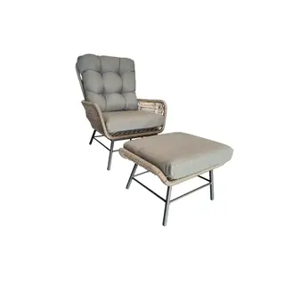 Tierra Outdoor Amigo Levante Bistro chair and footstool set Champagne  - TO-01313