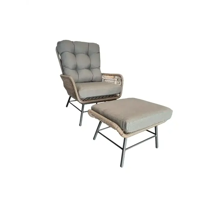 Tierra Outdoor Amigo Levante Bistro chair and footstool set Charcoal  - TO-01313