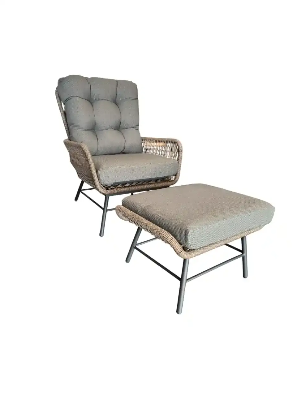 Tierra Outdoor Amigo Levante Bistro chair and footstool set Charcoal  - TO-01313