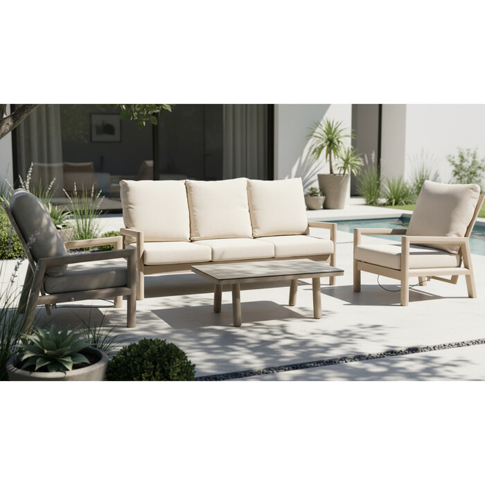 Tierra Outdoor Tierra Outdoor Sevilla Lounge Bench 3-Seater Champagne - Navajo White - TO-01019