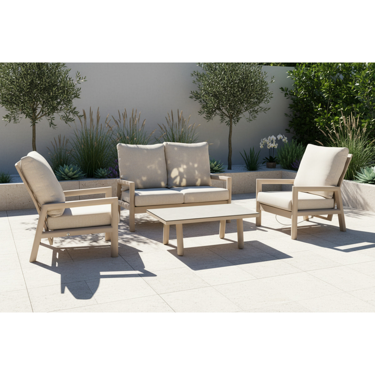 Tierra Outdoor Tierra Outdoor Sevilla Lounge Bench 2-Seater Champagne - Navajo White - TO-01018