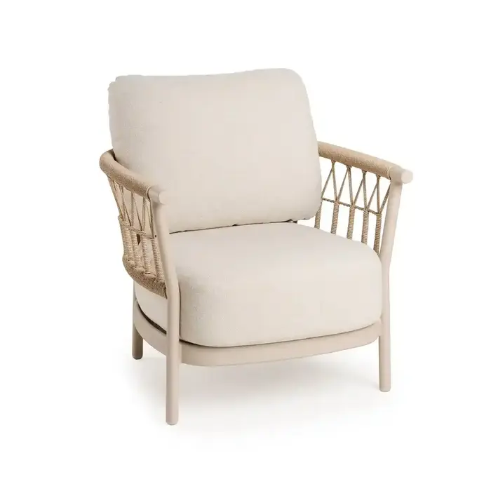 Tierra Outdoor Tierra Outdoor Fresca 4-delige 215cm SOFA SET Champagne frame - Navajo White kussens - OPHIRA HPL blad