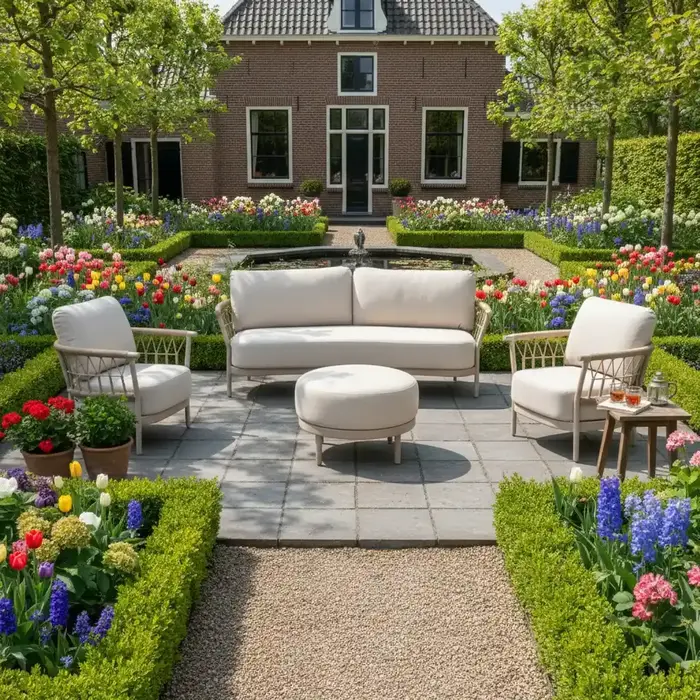 Tierra Outdoor Tierra Outdoor Fresca 4-delige 215cm SOFA SET Champagne frame - Navajo White kussens - OPHIRA HPL blad