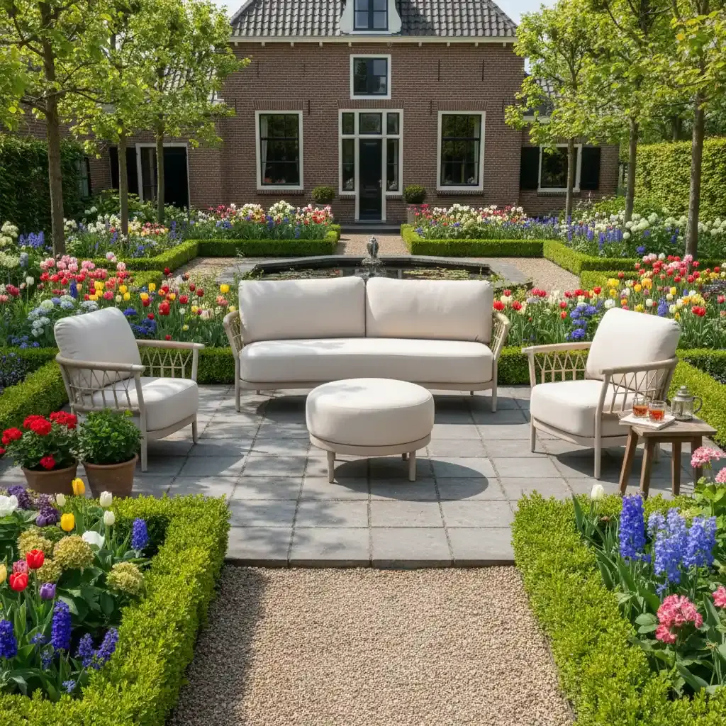 Tierra Outdoor Tierra Outdoor Fresca 4-delige 215cm SOFA SET Champagne frame - Navajo White kussens - OPHIRA HPL blad