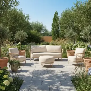 Tierra Outdoor Tierra Outdoor Fresca 4-piece 215cm SOFA SET Champagne frame - Navajo White cushions - OPHIRA HPL top