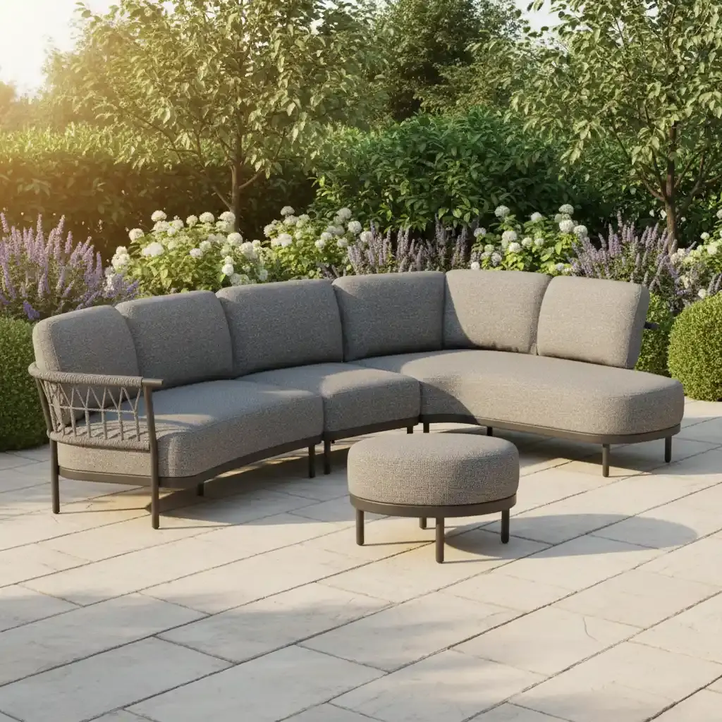 Tierra Outdoor Tierra Outdoor 3-piece COMBI-DEAL Fresca Lounge Set Organic Complete Left - with Center unit and Ottoman - charcoal grey - Ash Grey cushions  CD-0005