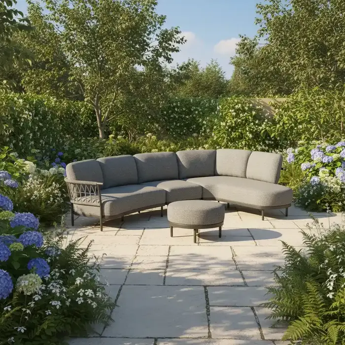 Tierra Outdoor Tierra Outdoor 3-delige COMBI-DEAL Fresca Lounge Set Organic Complete Left - met Center unit en Ottoman - charcoal grey - Ash Grey cushions  CD-0005