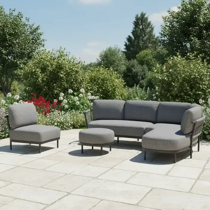 Tierra Outdoor Tierra Outdoor 3-delige COMBI-DEAL Fresca Lounge Set Organic Complete Left - met Center unit en Ottoman - charcoal grey - Ash Grey cushions  CD-0005