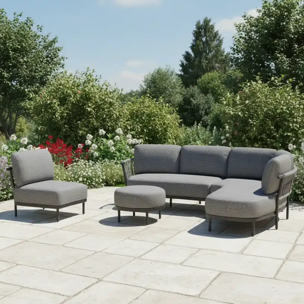 Tierra Outdoor Tierra Outdoor 3-delige COMBI-DEAL Fresca Lounge Set Organic Complete Left - met Center unit en Ottoman - charcoal grey - Ash Grey cushions  CD-0005
