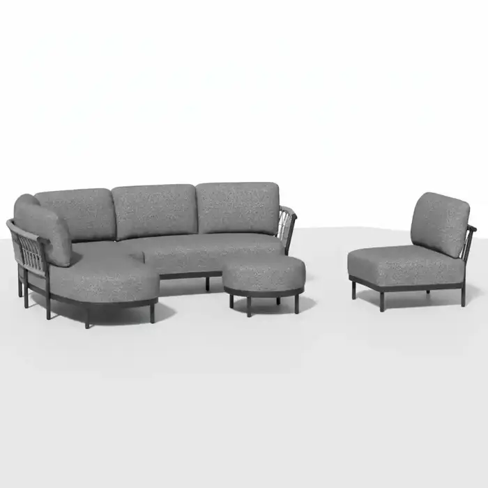 Tierra Outdoor Tierra Outdoor 3-delige COMBI-DEAL Fresca Lounge Set Organic Complete Left - met Center unit en Ottoman - charcoal grey - Ash Grey cushions  CD-0005