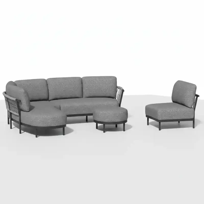 Tierra Outdoor Tierra Outdoor 3-delige COMBI-DEAL Fresca Lounge Set Organic Complete Left - met Center unit en Ottoman - charcoal grey - Ash Grey cushions  CD-0005