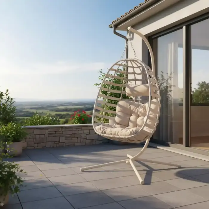 Hamilton Bay Outdoor Hangstoel Ambiance met kussen en kruispoot Beige