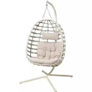 Hamilton Bay Outdoor Hanging Egg chair Ambiance with cushion and crossbase Beige
