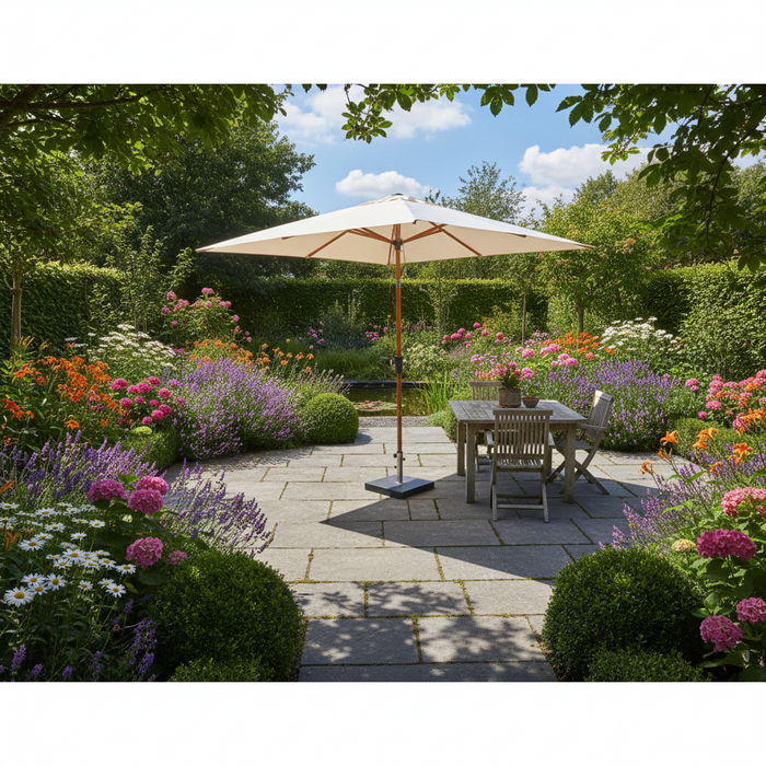 Hamilton Bay Outdoor Hamilton Bay Ibiza Parasol Ø300 cm Ecru – Wood-Look Pole Parasol