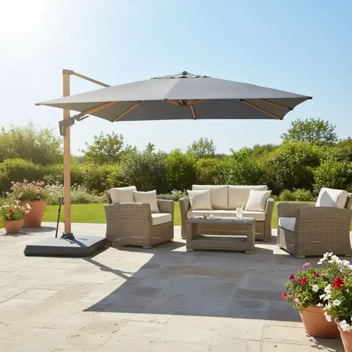 Hamilton Bay Outdoor Hamilton Bay - free arm parasol - LEVANTO PREMIUM T2 - 300x300cm - Woodlook frame - GREY
