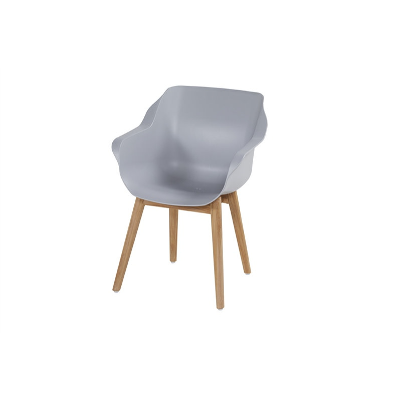 Hartman HARTMAN SOPHIE TEAK ARMCHAIR met kuip in wit, grijs of zwart en teak pootstel Lichtgrijs