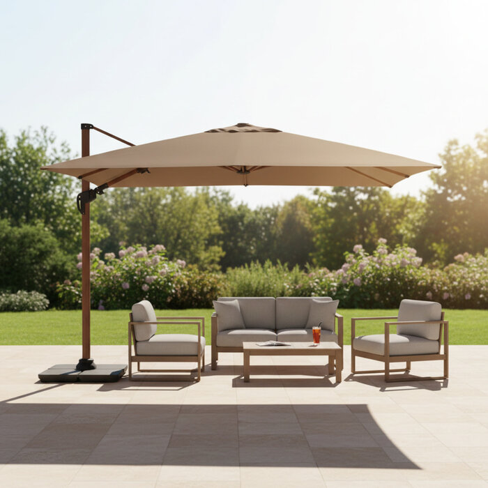 Hamilton Bay Outdoor Hamilton Bay - zweefparasol - LEVANTO PREMIUM T2 - 300x300cm - Woodlook frame - TAUPE