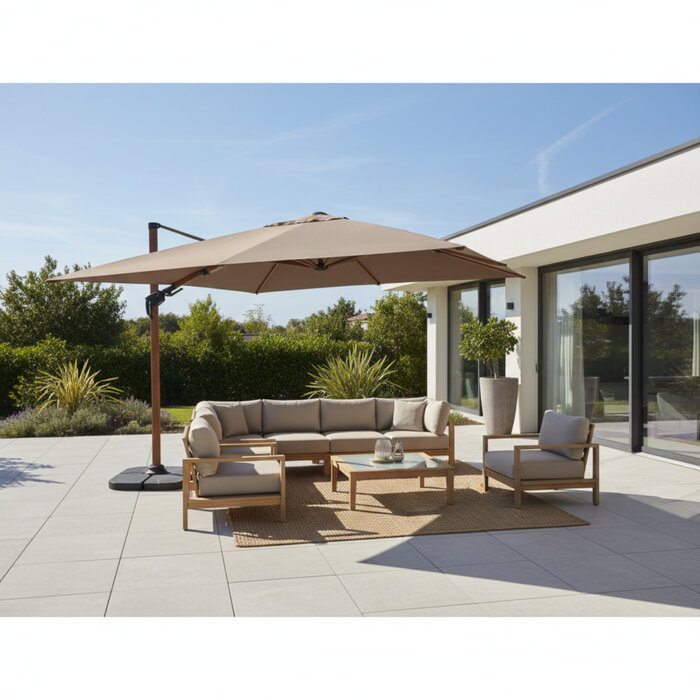 Hamilton Bay Outdoor Hamilton Bay - free arm parasol - LEVANTO PREMIUM T2 - 300x300cm - Woodlook frame - Beige fabric
