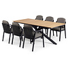 Tierra Outdoor 7-delig set PEP armstoel Antraciet - Orion crossleg tafel 220cm GRIJS frame -TEAK top