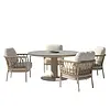 Tierra Outdoor 5-delig set FRESCA LOW DINING met Morena low tafel 120cm Champagne- Trespa Ophira top