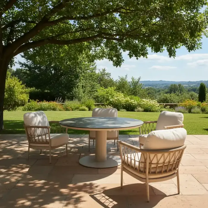 Tierra Outdoor Tierra Outdoor 5-piece FRESCA LOW DINING set with Morena low table 120cm Champagne- Trespa Ophira top