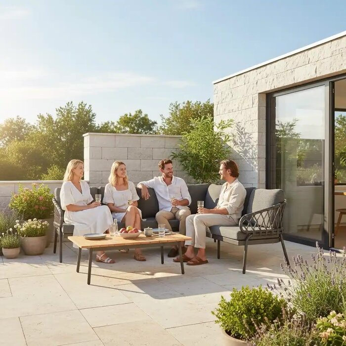 Tierra Outdoor Tierra Outdoor Natal Lounge Dining Set Right Grey -Stone Grey cushions - TO-5578