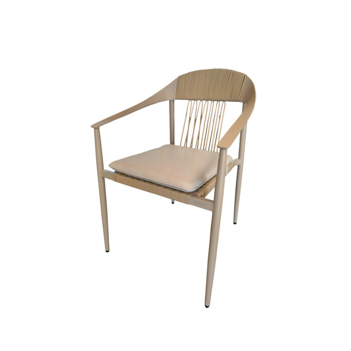 Higold Higold Rio armchair champagne - aluminium frame - rope seat and back - including natural cushion