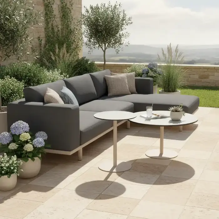 Tierra Outdoor Tierra Outdoor Solea Coffee Table - champagne frame - Trespa blad Ophira print -
