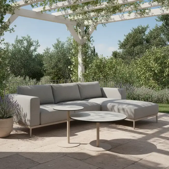 Tierra Outdoor Tierra Outdoor Solea Coffee Table - champagne frame - Trespa blad Ophira print -