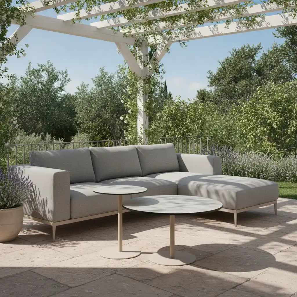 Tierra Outdoor Tierra Outdoor Solea Coffee Table - champagne frame - Trespa blad Ophira print -
