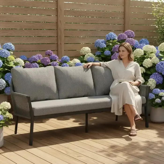 Tierra Outdoor Tierra Outdoor Liv Lounge Dining 3-Seater Grey -Charcoal Grey cushions - TO-7002