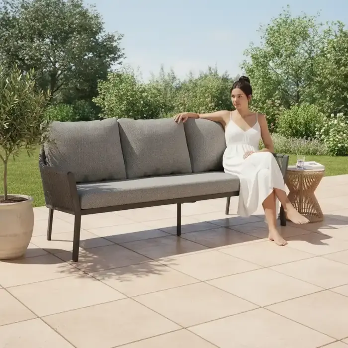 Tierra Outdoor Tierra Outdoor Liv Lounge Dining 3-Seater Grey -Charcoal Grey cushions - TO-7002