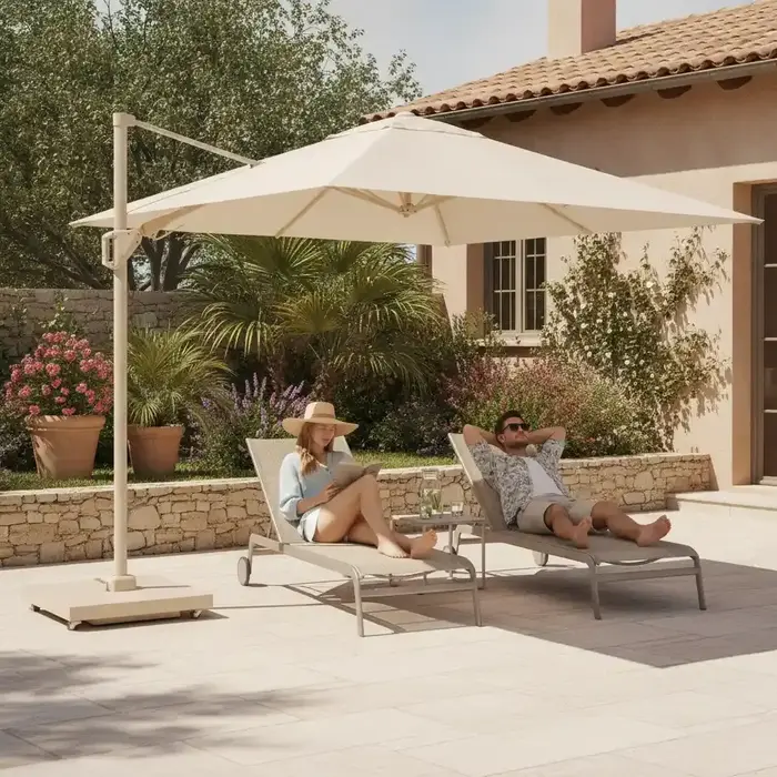 Platinum Platinum Voyager T2 Free arm parasol SET - 270x270cm - Sandstone frame- Ivory - art.7165H