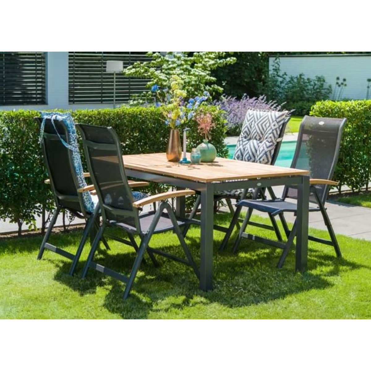 Hartman Hartman Alice RECLINER - TEAK arms - Xerix frame - 4x4 textilene black