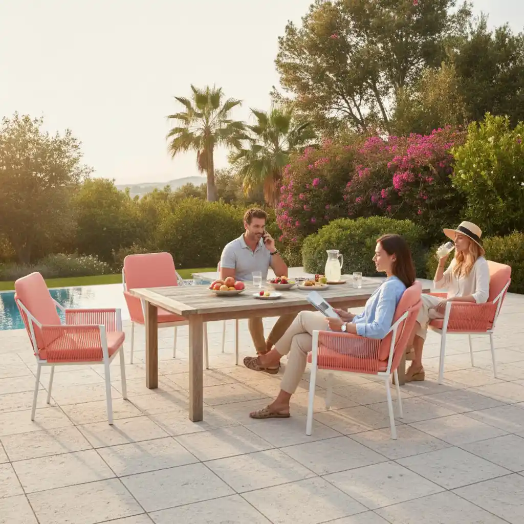 Tierra Outdoor Tierra Outdoor Liv Dining Chair inclusive cushions, white frame,