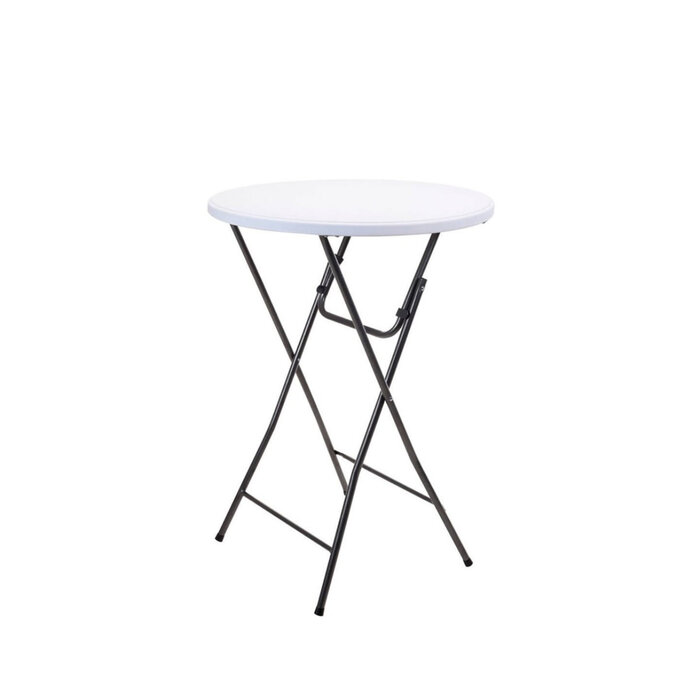 Pro Garden Inklapbare Statafel - dia 80cm x110cm - Grijs metalen poot - Wit kunststof blad